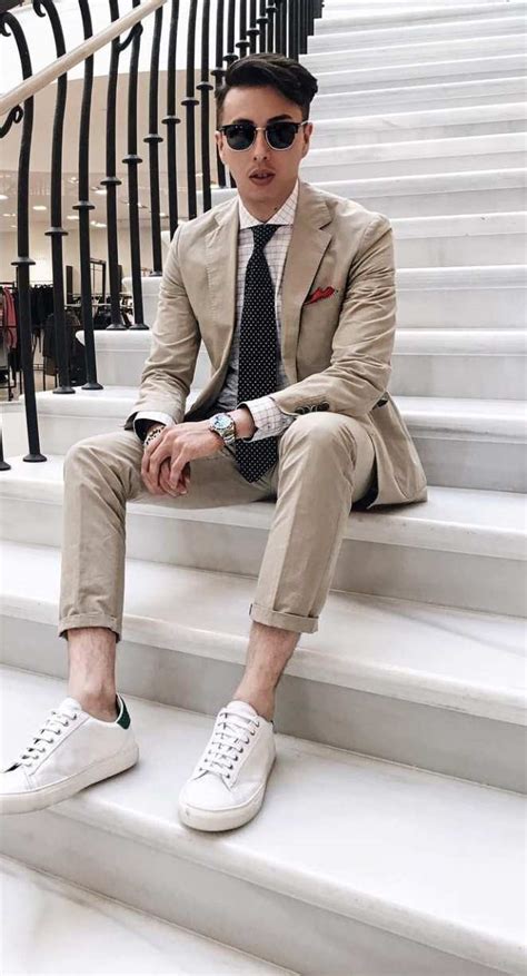 wearing suits with sneakers.